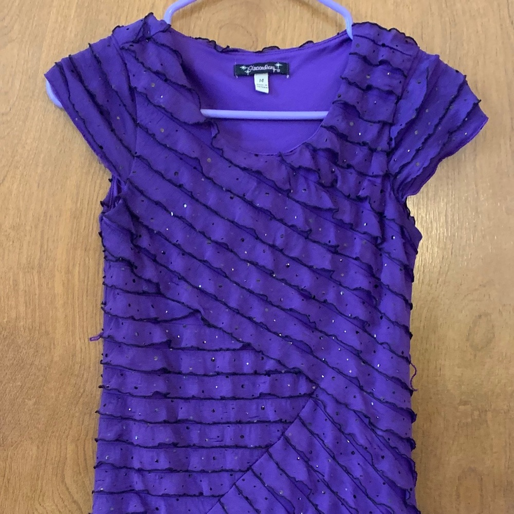 Xtraordinary Purple Spangle Flutter dress size 14